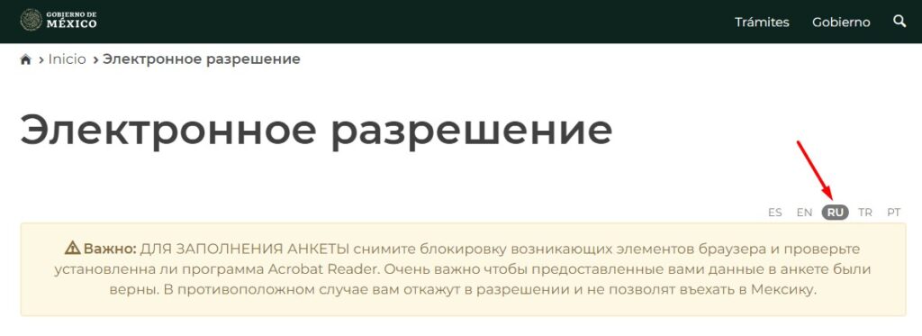Заполнение анкеты на визу в мексику